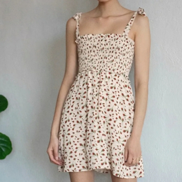Reformation Seabreeze Marion Mini Dress Sz Medium Floral Rose Tie Shoulder - Picture 1 of 9